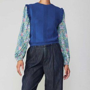 NWT Floral Contrast Sleeve Top by current air